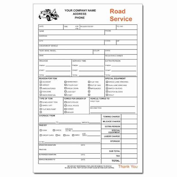 Truck Repair Invoice Template Luxury towing Invoice forms In 2020