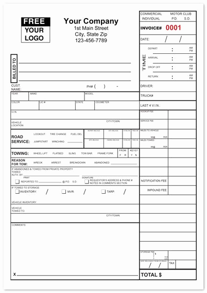 Truck Repair Invoice Template Unique tow Service Invoice form is A Fully Customizable Invoice