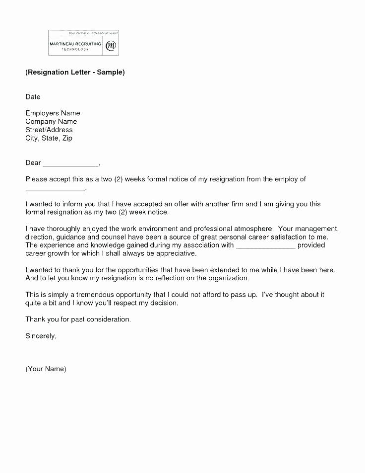 Two Weeks Notice Email Template Awesome 3 Letter for Two Weeks Notice