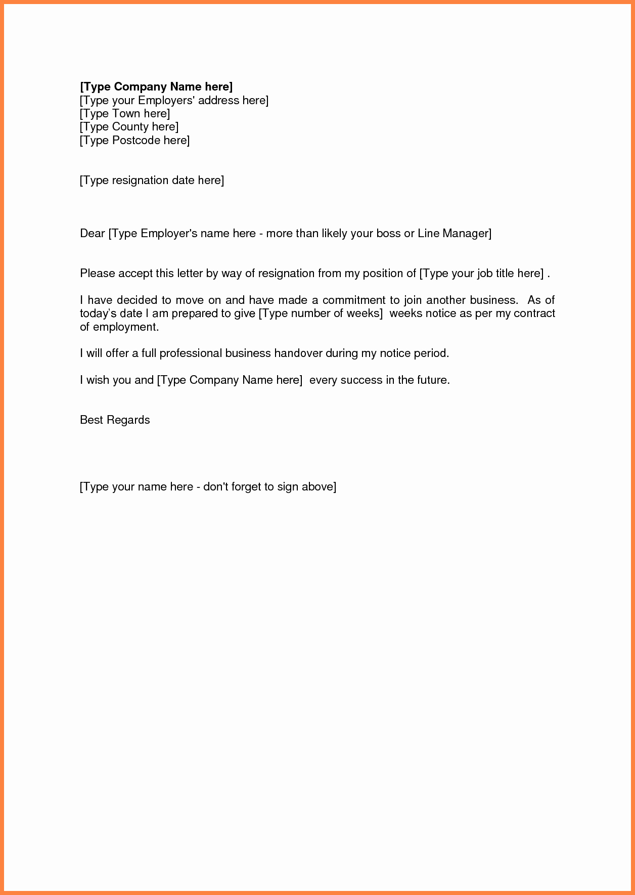 Two Weeks Notice Email Template Fresh 4 Resignation Letter 2 Week Notice Email