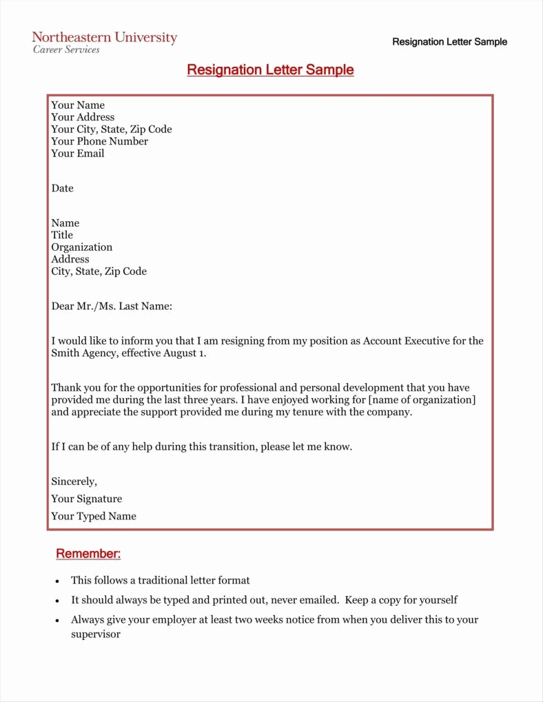 Two Weeks Notice Email Template New 33 Simple Resign Letter Templates Free Word Pdf Excel