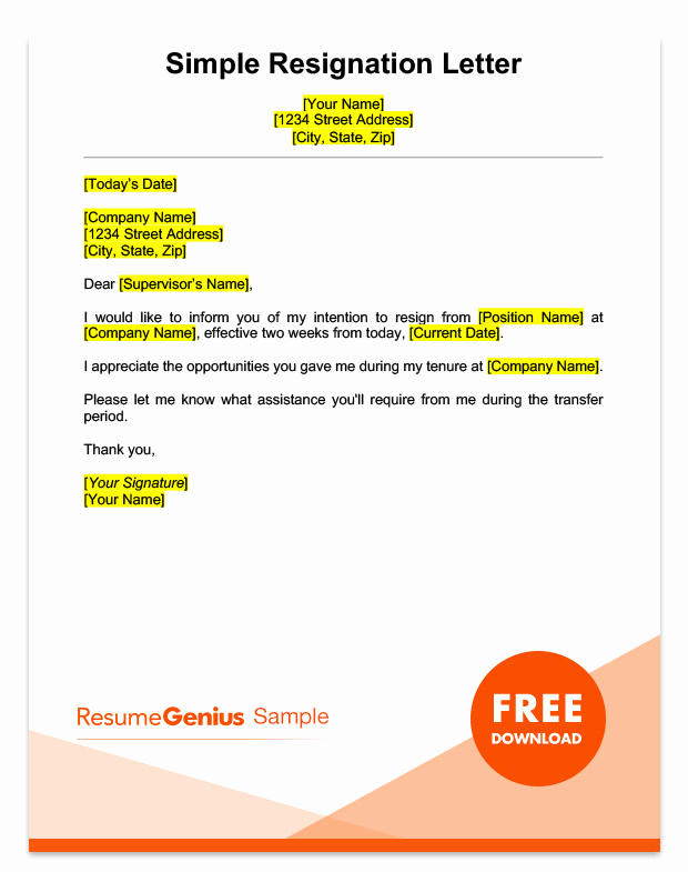 Two Weeks Notice Email Template Unique Two Weeks Notice Letter Sample Free Download