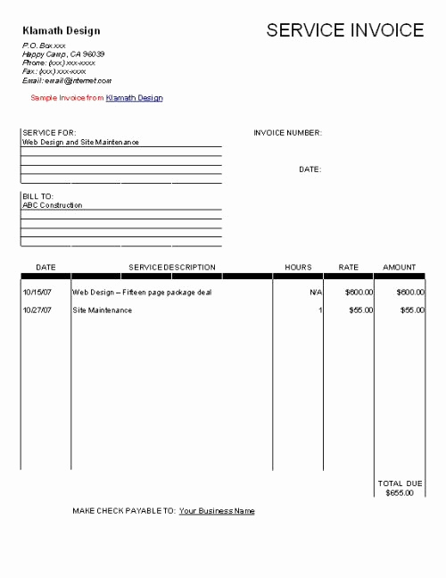 Website Design Invoice Template Inspirational Free Sample Service Invoice for Web Design Businesses