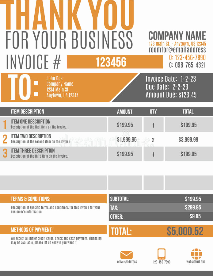 Website Design Invoice Template Luxury Fun Invoice Template Design Stock Vector Illustration Of