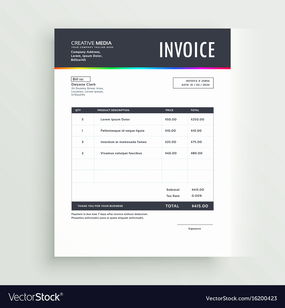 Website Design Invoice Template New Modern Invoice Template form Design for Your Vector Image
