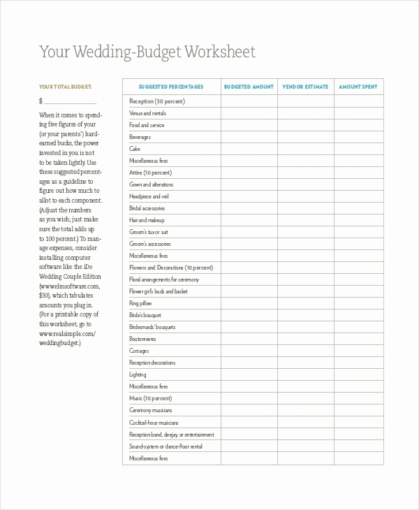 Wedding Budget Spreadsheet Template Awesome Spreadsheet Template – 16 Free Word Pdf Documents