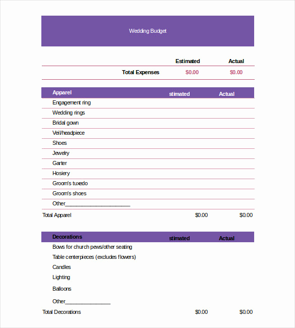 Wedding Budget Spreadsheet Template Lovely 24 Wedding Bud Templates Free Sample Example