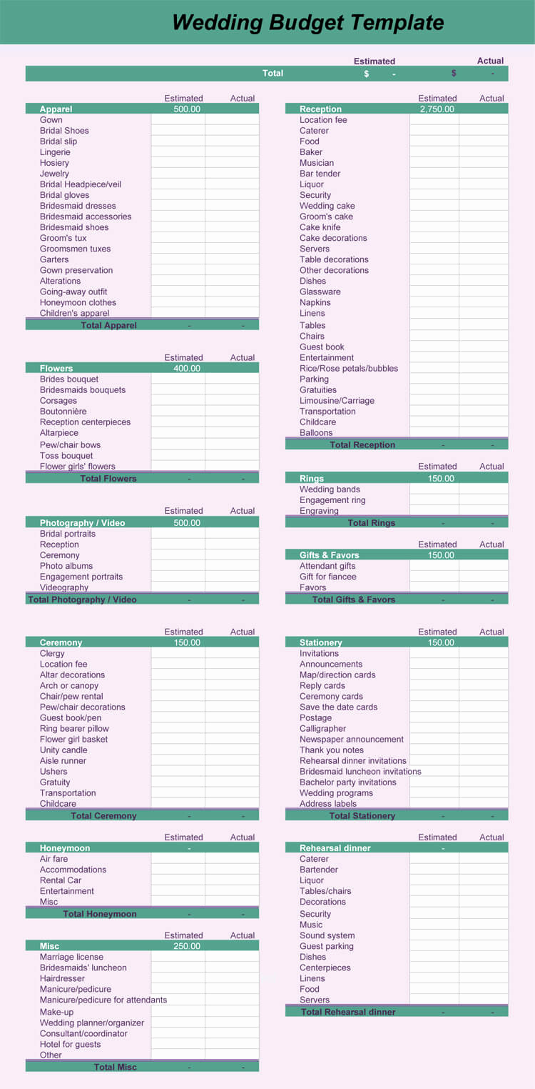 Wedding Budget Spreadsheet Template New Free Wedding Bud Worksheets 14 Templates for Excel