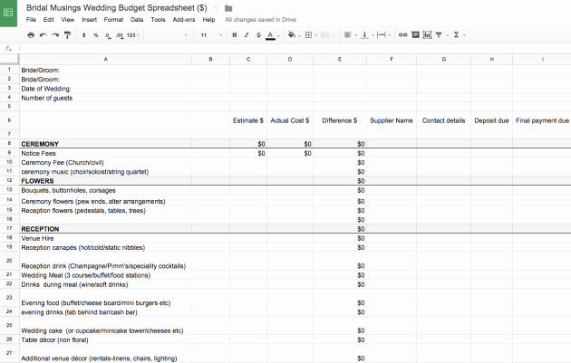 Wedding Budget Spreadsheet Template Unique the Wedding Bud Bridal Musings