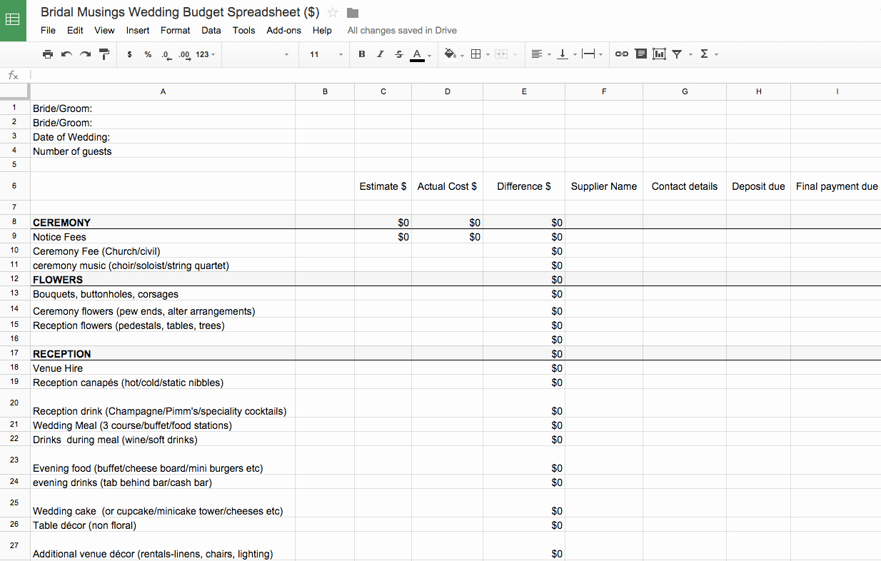 Wedding Budget Template Excel Awesome the Wedding Bud Bridal Musings