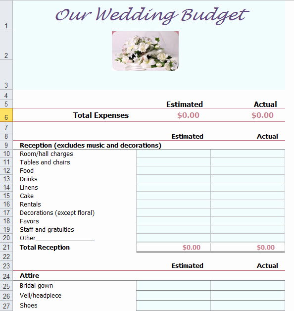 Wedding Budget Template Excel Beautiful Wedding Bud Planner Template for Excel