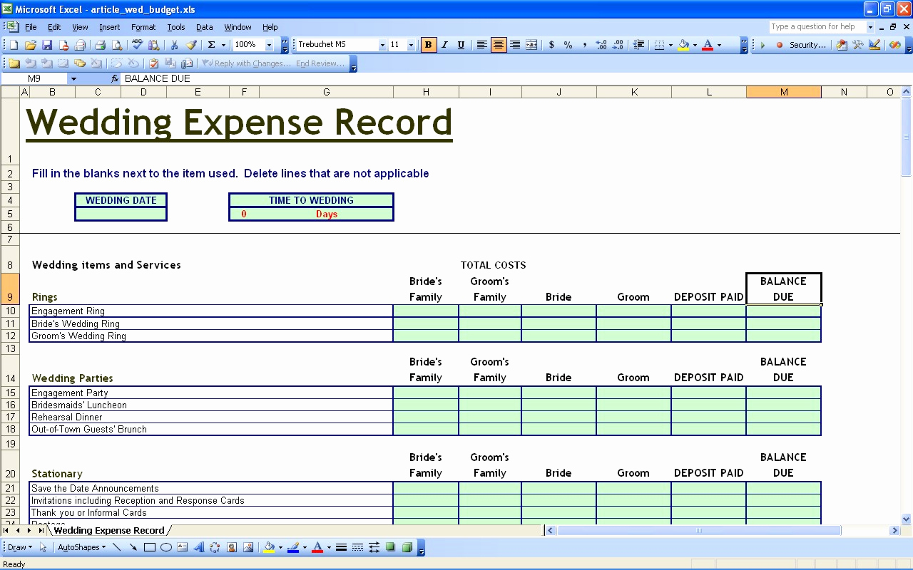 Wedding Budget Template Excel Fresh 15 Useful Wedding Spreadsheets – Excel Spreadsheet