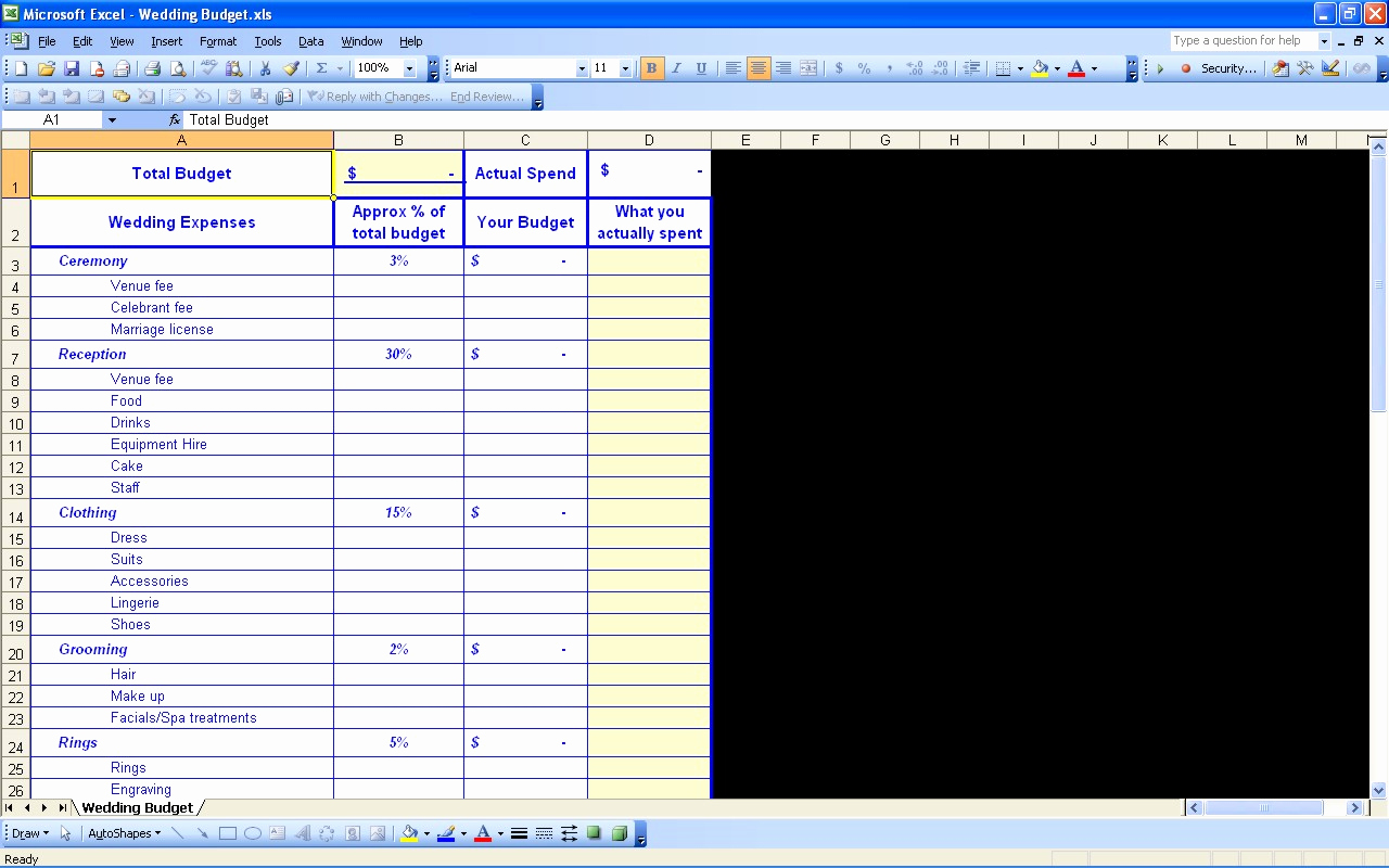 Wedding Budget Template Excel New 15 Useful Wedding Spreadsheets Excel Spreadsheet
