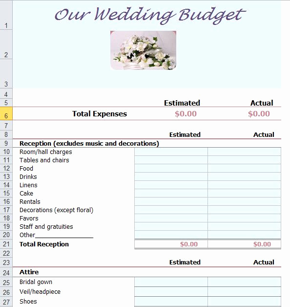 Wedding Budget Template Excel New Wedding Bud Template Excel Bud Wedding