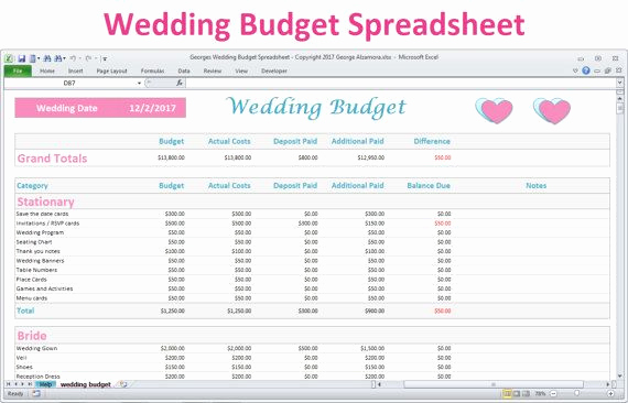 Wedding Budget Template Excel Unique Wedding Bud Spreadsheet Planner Excel Wedding Bud