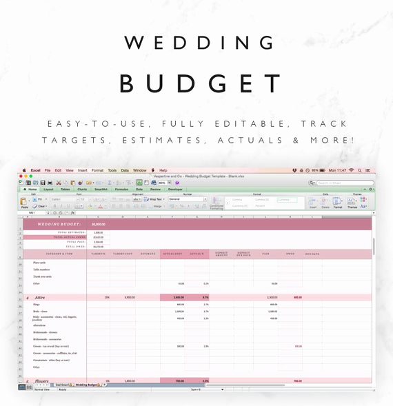 Wedding Budget Template Excel Unique Wedding Bud Tracker Template Excel Spreadsheet Plus