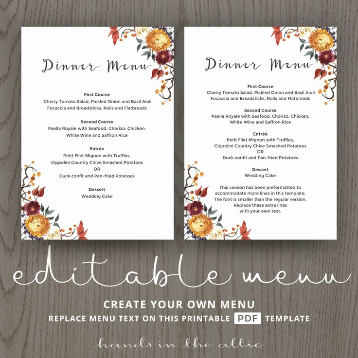 wedding menu cards