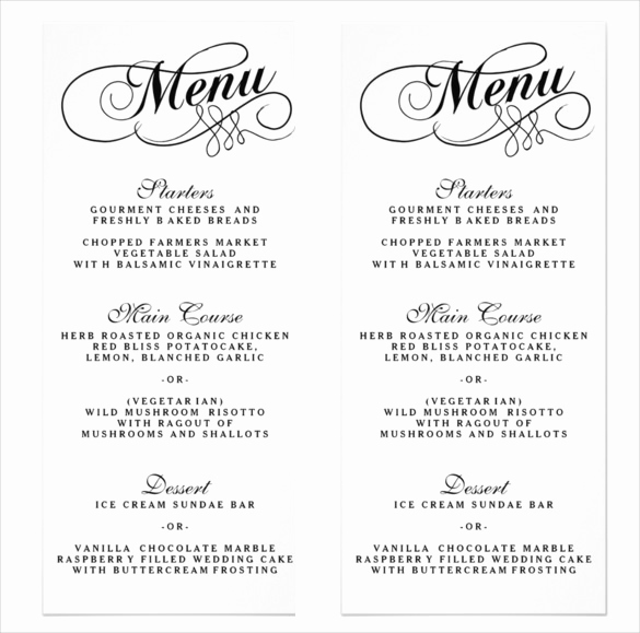 Wedding Buffet Menu Template Beautiful 36 Wedding Menu Templates Ai Psd Google Docs Apple