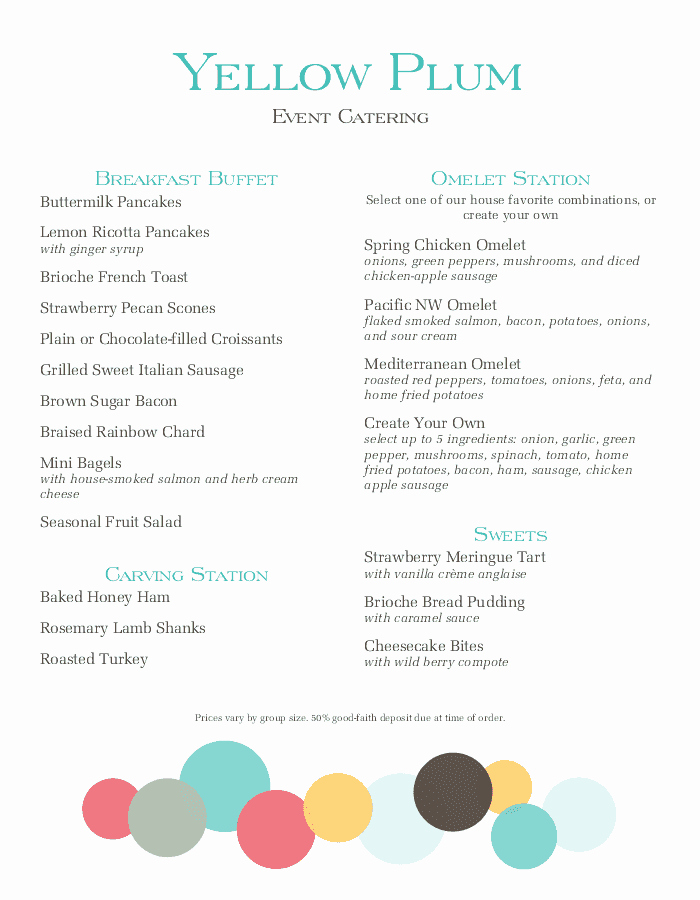 Wedding Buffet Menu Template Beautiful Classic Buffet Menu