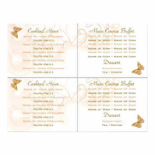 Wedding Buffet Menu Template Beautiful Cocktail Buffet Wedding Menu Template