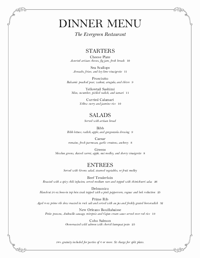 Wedding Buffet Menu Template Beautiful Tasting Menu Template