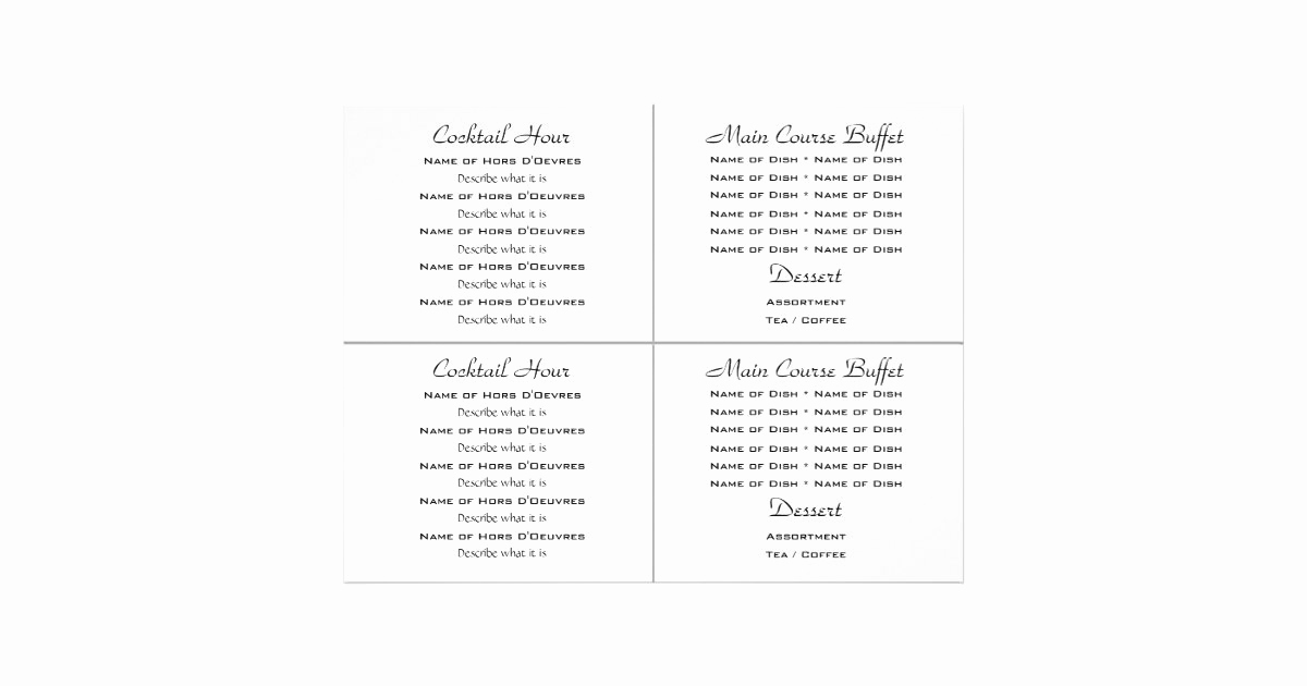 Wedding Buffet Menu Template Elegant Cocktail Buffet Wedding Menu Template