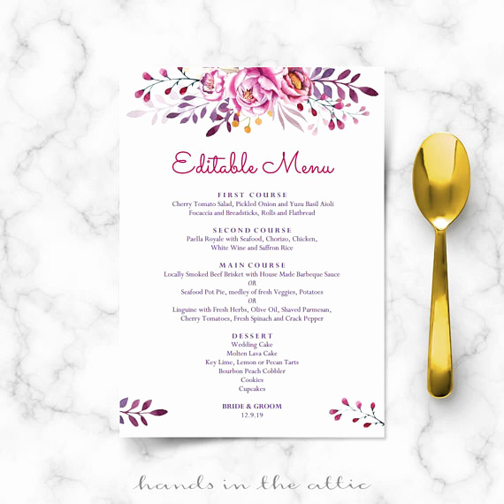 Wedding Buffet Menu Template Lovely Printable Menu Cards Do It Yourself Diy Card Template