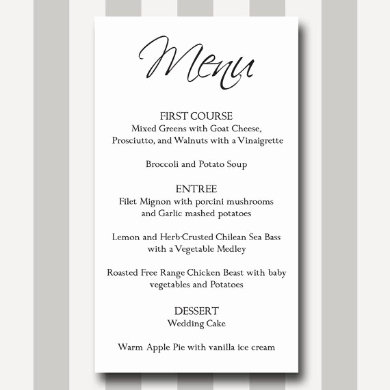 Wedding Buffet Menu Template New Menu Card Diy Printable Template Modern Traditional