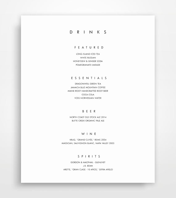 Wedding Drink Menu Template Beautiful Items Similar to Bar Menu Bar Menu Template Bar Menu