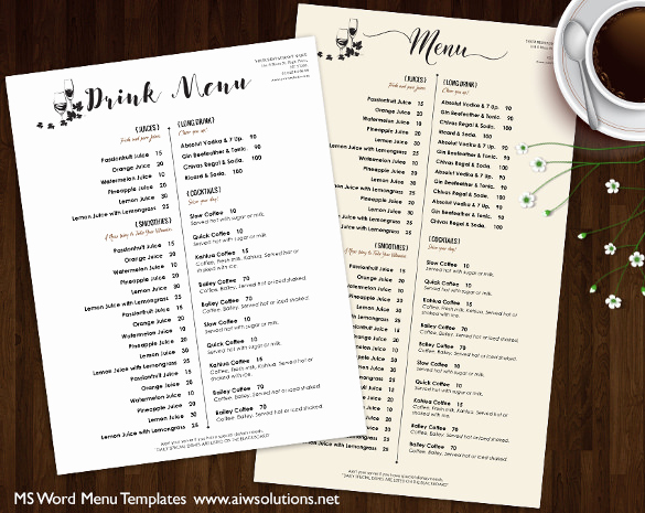 Wedding Drink Menu Template Elegant 37 Wedding Menu Template – Free Sample Example format