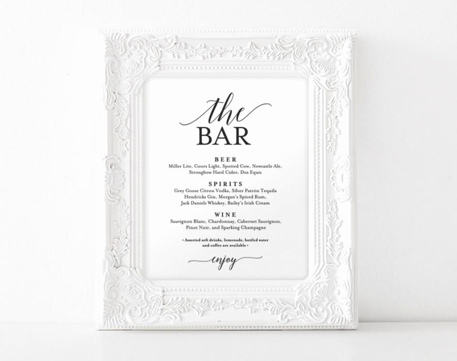 Wedding Drink Menu Template Inspirational Bar Menu Sign the Bar Sign Wedding Bar Menu Printable