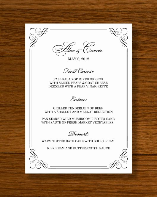 Wedding Menu Template Free Download Best Of Instant Download Wedding Menu Template forever Design by