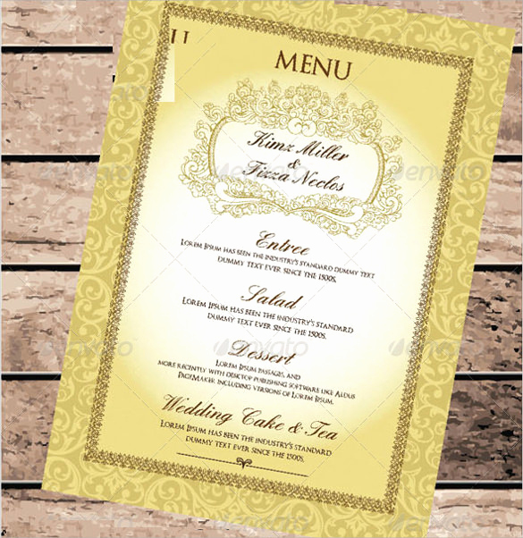 Wedding Menu Template Free Download Fresh 48 Wedding Menu Templates In Pdf Psd Word