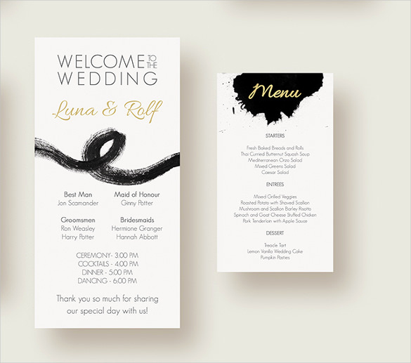 Wedding Menu Template Free Download Unique 37 Wedding Menu Template – Free Sample Example format