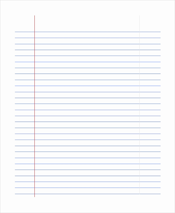 Wide Ruled Notebook Paper Template Fresh Free 8 Sample Notebook Papers In Pdf