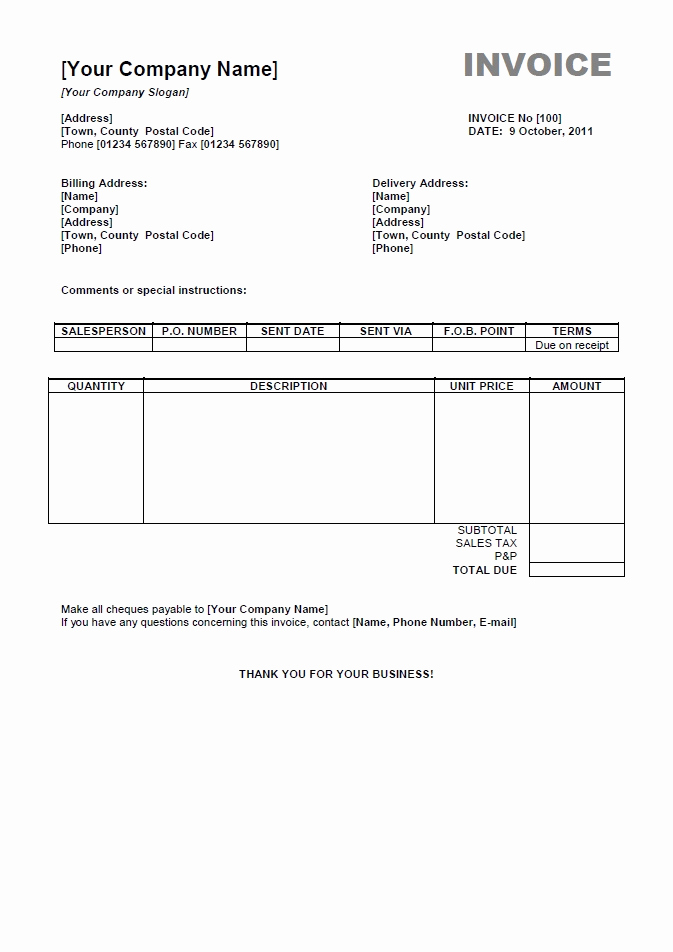 Word Document Invoice Template Awesome Word Document Invoice Template