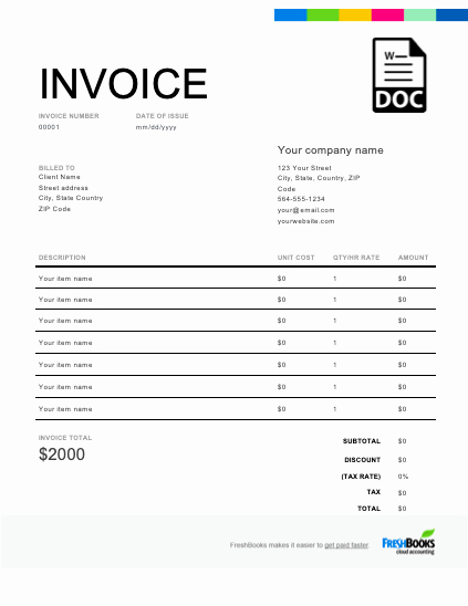 Word Document Invoice Template Awesome Word Invoice Template Free Download