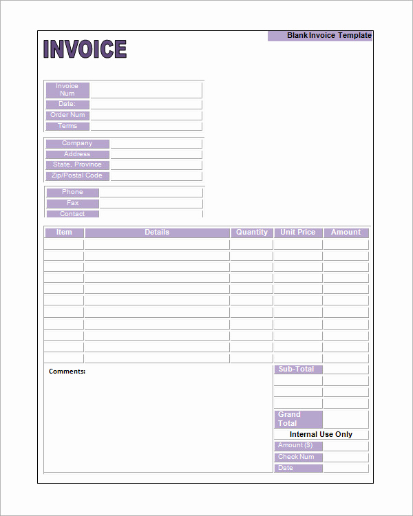 Word Document Invoice Template Elegant Blank Invoice Template