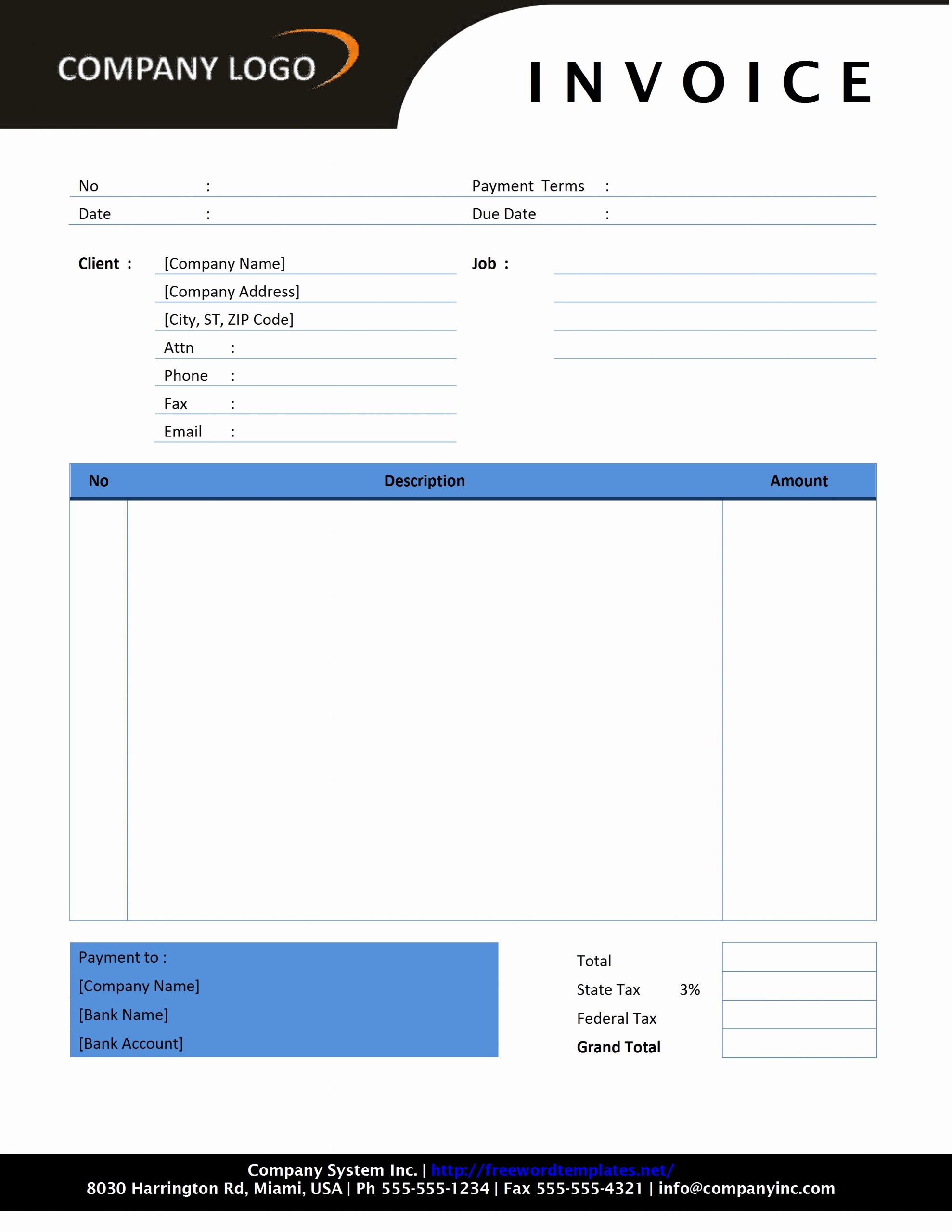 Word Document Invoice Template Lovely Microsoft Word Invoice Template