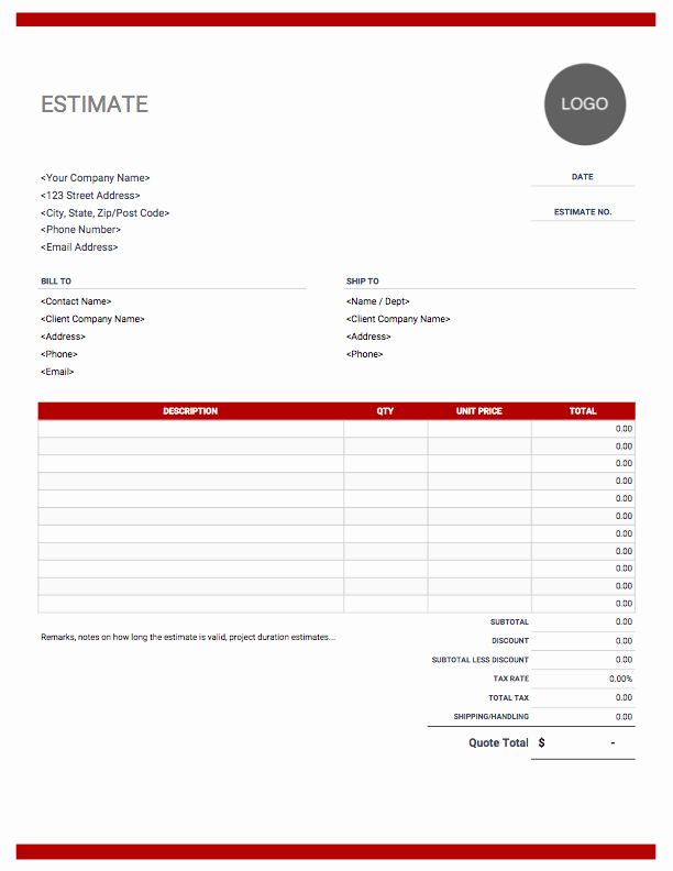 Word Document Invoice Template New Estimate Templates Free &amp; Easy Download