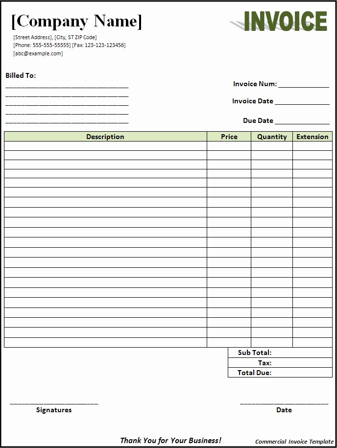 Word Invoice Template Free Best Of Mercial Invoice Template