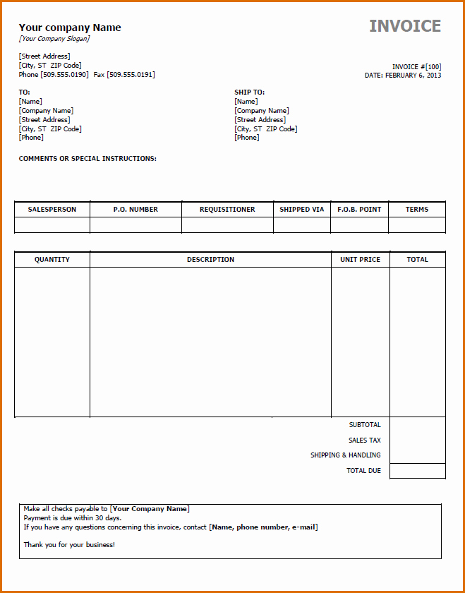 Word Invoice Template Free Elegant 8 Word Template Invoice