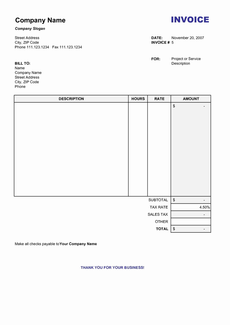 Word Invoice Template Free Elegant Blank Billing Invoice Scope Of Work Template