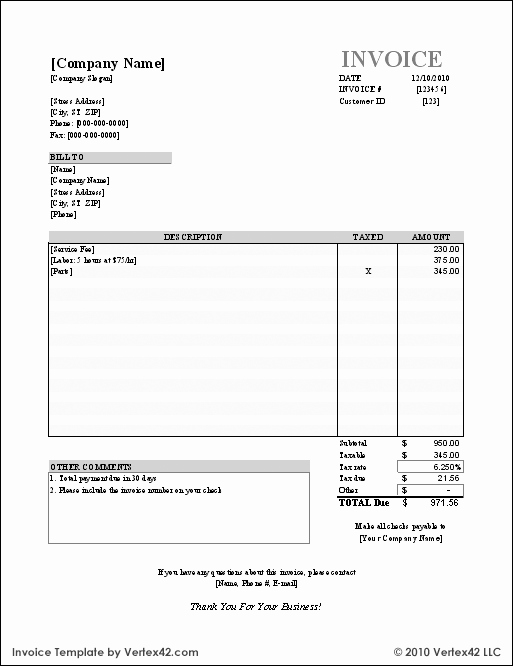 Word Invoice Template Free Elegant Free Small Business Labor Invoices