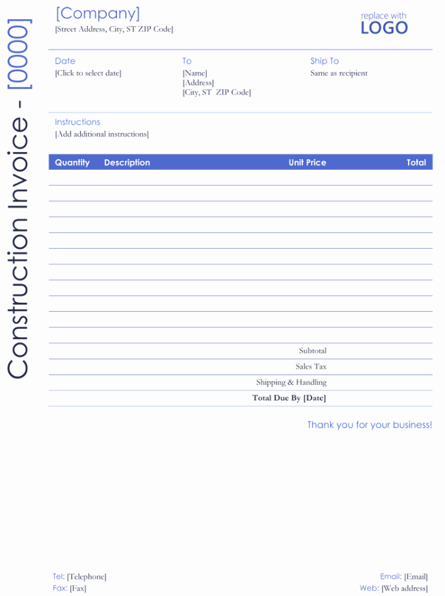 Word Invoice Template Free Unique Construction Invoice Template 5 Contractor Invoices