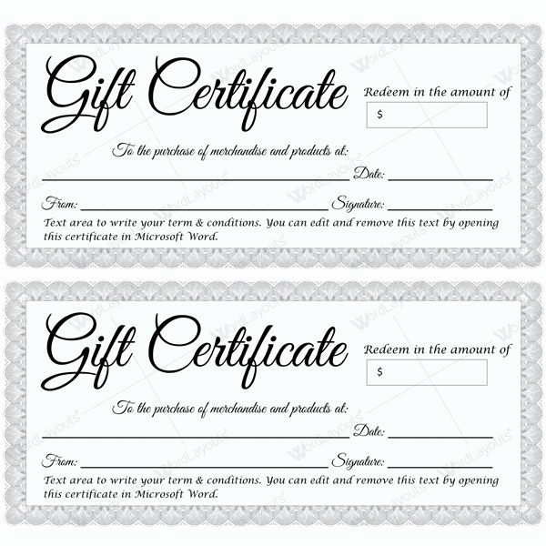 Word Template Gift Certificate Fresh Gift Certificate 30