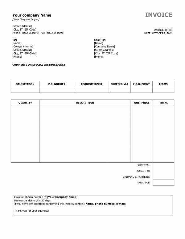 Work Invoice Template Word Best Of Free Invoice Templates for Word Excel Open Fice