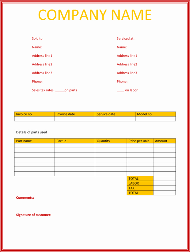 Work Invoice Template Word Luxury 5 Service Invoice Templates for Word and Excel