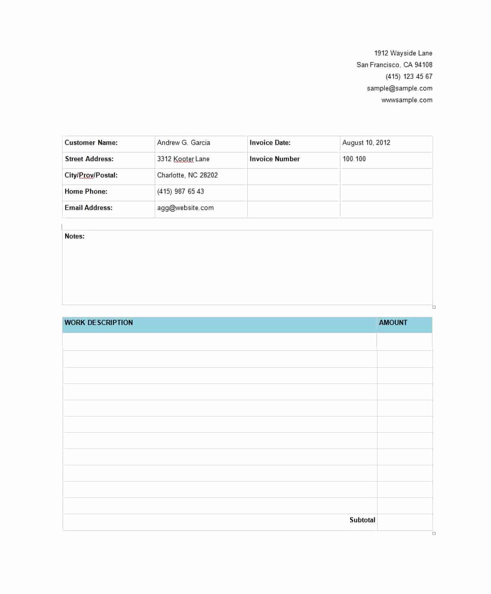 Work Invoice Template Word New 50 Simple Service Invoice Templates [ms Word] Template