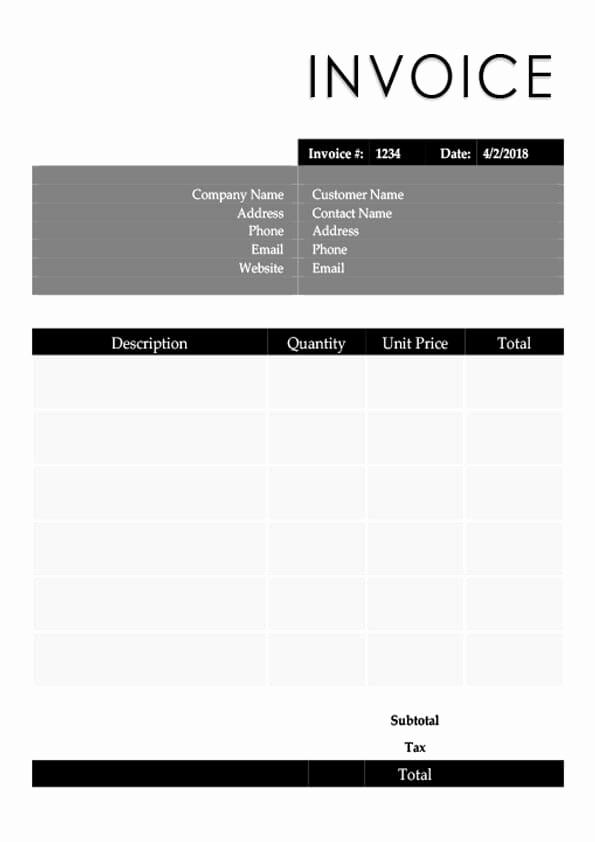 Work Invoice Template Word New Free Invoice Templates